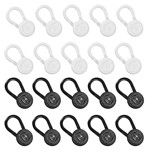 20 PCS Shirt Collar Extenders for Mens Shirts Elastic Button Extender for Pants Dress Trouser,Black &White