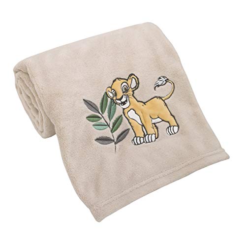 Image of Disney Lion King Leader of The Pack Grey, Sage, & Yellow Super Soft Baby Blanket with Simba Applique, Grey, Sage, Yellow