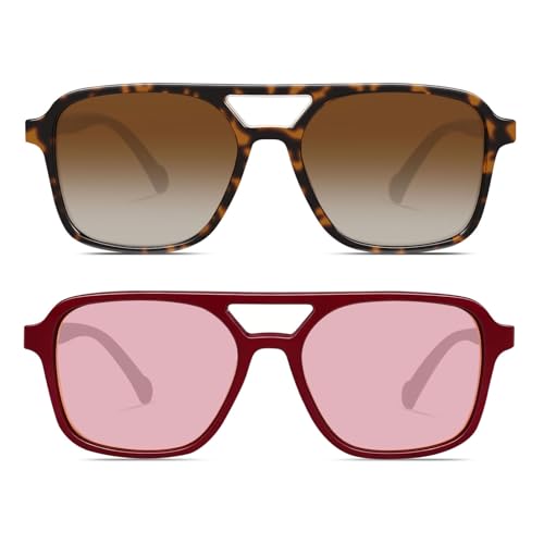 Image of GRFISIA Retro Aviator Sunglasses for Women Men Trendy Rectangle Womens Mens Sun Glasses Shades for Driving Vacation UV400