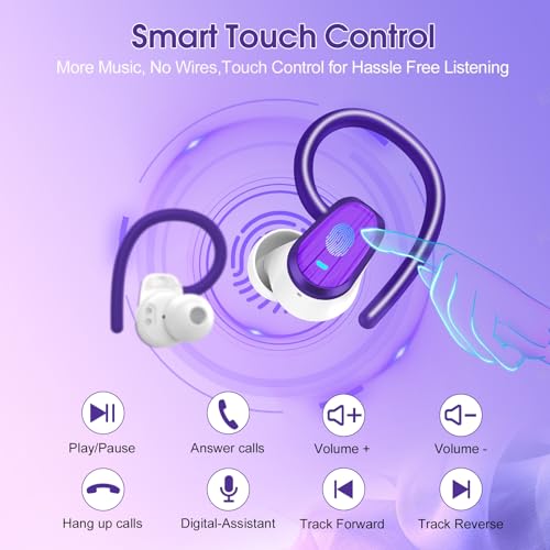 Image of Wireless Earbuds Bluetooth 5.4, 50H Playtime Sport Earphones with Earhooks