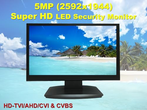 Image of 1stPV 21.5 inch Super HD 5MP Professional Security CCTV Monitor, 24 /7, 16:9, 5MP /2592x1944 Resolution, Direct BNC Input for HD-TVI /AHD /CVI Cameras, No DVR Required, 1 HDMI + 2 BNC In / 2 BNC Out