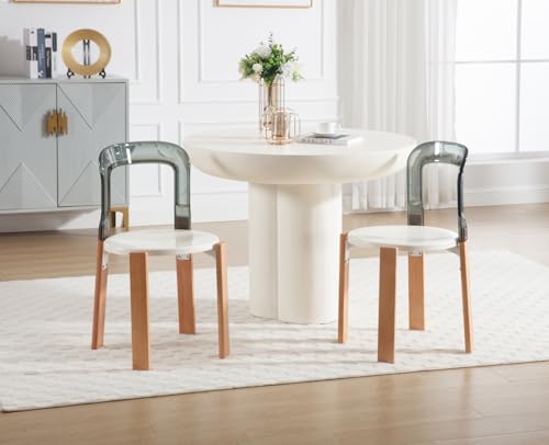 Chairus Dining Chairs Armless Set of 2 Contemporary Kitchen Transparent Side Chair Vanity Chair for Bedroom Living Room (Grey) - Image 3