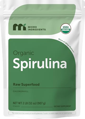 Image of Micro Ingredients Organic Spirulina Powder, 2lb | Blue-Green Algae, Rich in Vegan Protein, Vitamins & Minerals | Source of Natural Chlorophyll & Enzymes | Non-GMO, Gluten-Free, No Additives