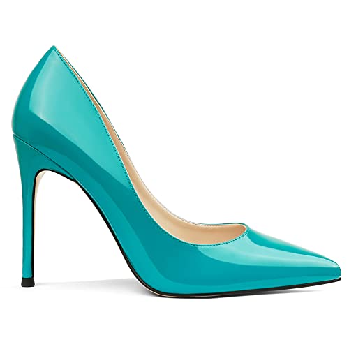 COLETER Women's 4 Inch Pumps Pointy Toe Wedding Dress Shoes Slip on Stiletto Pumps