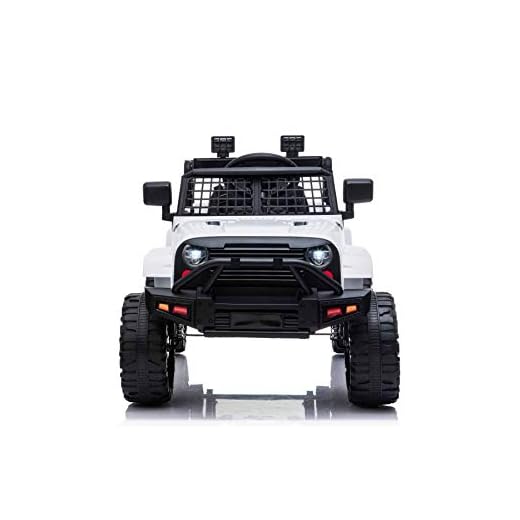 OFFROAD elbil för barn med bakhjulsdrift, vitt, 12V batteri, högt chassi, bred sits, upphängda axlar, 2,4 GHz fjärrkontroll, MP3-spelare med USB / SD-ingång, LED-lampor
