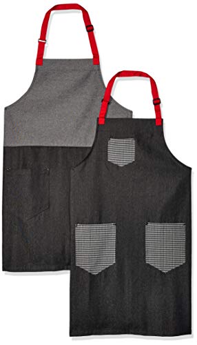 Chef Code Unisex-Erwachsene Pair of Denim Bib Aprons Arbeitsschutzanzug, schwarz/schwarz, Einheitsgröße Cover