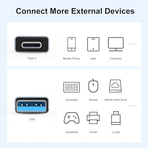 Seminer USB 3.1 Stecker auf USBC Stecker Adapter (2er Pack), USB-A auf USB- C Stecker, 10G Datenübertragung für Smartphone, Tablet, Laptop, Powerbank