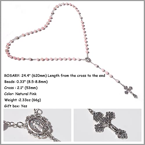 Rosary Beads Chaplet Purple Natural Amethyst Crystal Rosery Cross Catholic gifts4