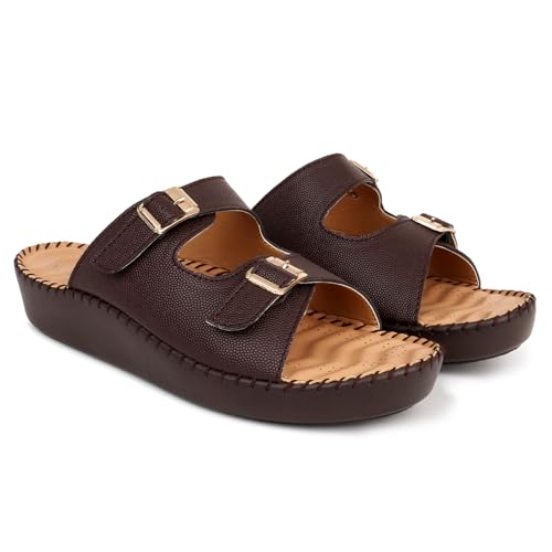 Image of TRASE Orthopedic Extra Soft Double Strap Slippers for Women Footwear | Arch Support Adjustable Strap Cushioned Wedges Doctor Sandals | Comfortable & Lightweight