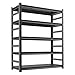 Metal Garage Shelving Unit, Heavy Duty 5-Tier Adjustable Storage shelves, Steel Shelving, 3000 lbs Capacity, Industrial Shelves for Heavy Tools and Equipment, Ideal for Garage, Basement, Black, 72