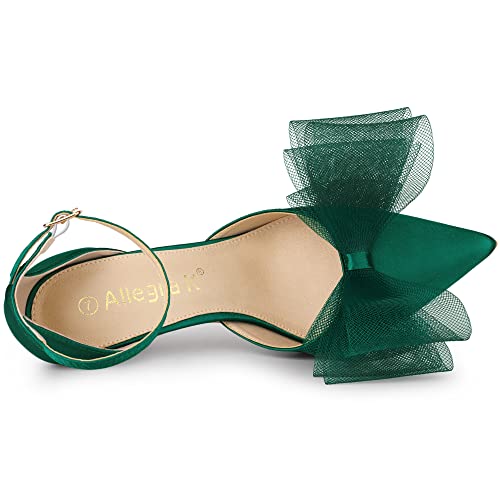Allegra K Allegra K Women's Bow Tie Ankle Strap Stiletto High Green Heels Pumps 7 m US