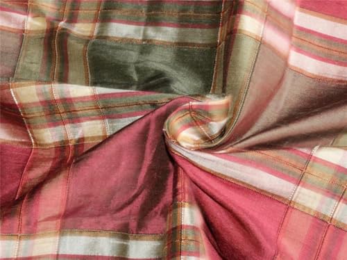 Silk Dupioni tissu en soie côtelé rouge bordeaux vert au mètre