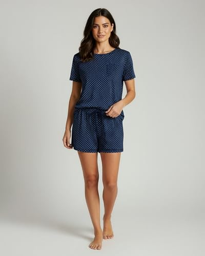 Image of Real Essentials 2 Pack: Women's Short Sleeve Pajama Short Set - Comfy Lightweight Soft Lounge Sleepwear (Plus