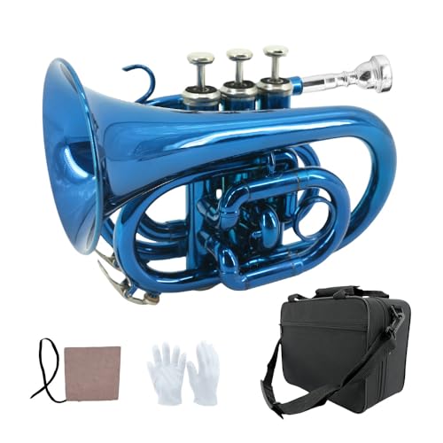 ModouString - Trompeta de bolsillo con funda, boquilla, paño de limpieza, instrumentos musicales de...