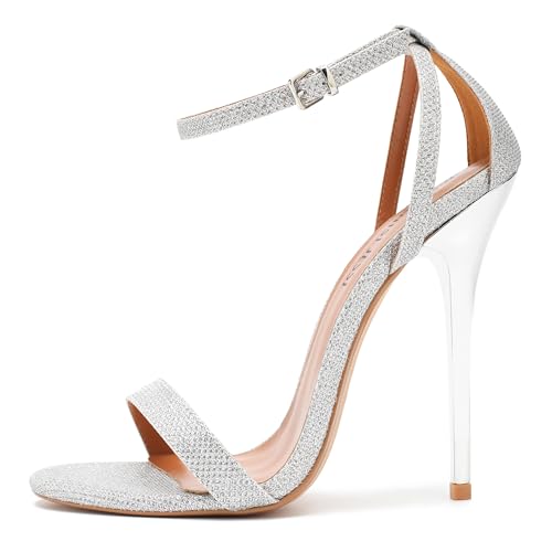 Image of MAIERNISI JESSI Unisex Men's Women's Stiletto Sandals with Ankle Strap, Open Toe High Heel, 5.1 Inch Heel
