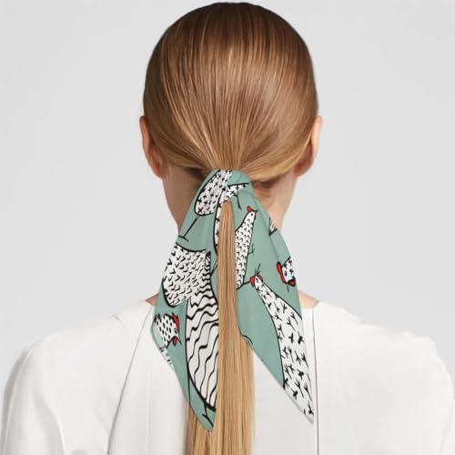Silk Scarf for Women, Watercolor Tropical Turtle Back Leaves Breathable Hair Scarf, Square Neckerchief4