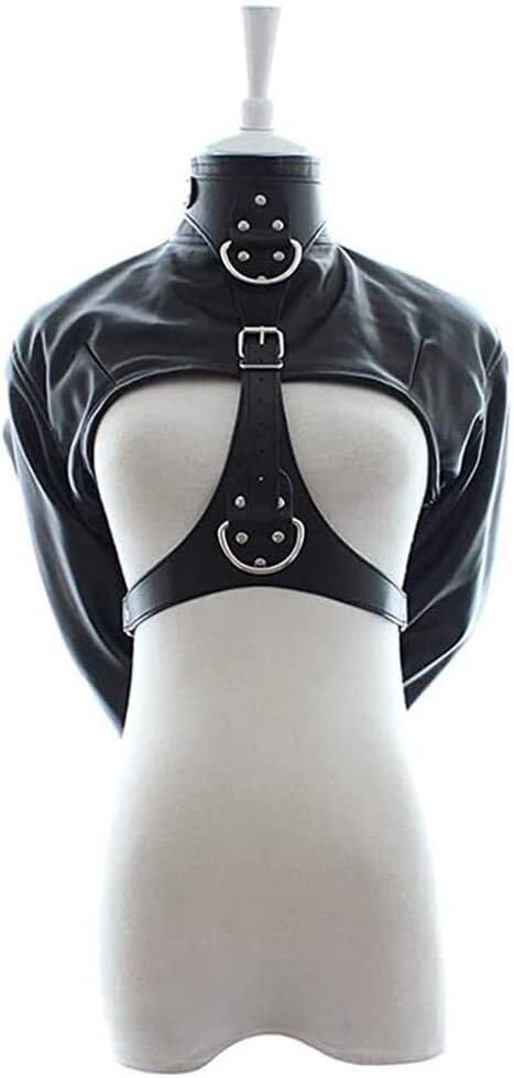 Sexy Femmes PU Cuir Camisole de Force Strict Kinky Fantaisie Droite Veste Fantaisie Costume