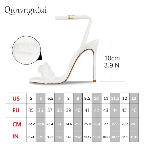 Image of Women's 3.9IN High Heel Sandals Open Toe Strappy Slingback with Lace Flower Detail - Stiletto Heel Summer Dress Shoes for Wedding /Party