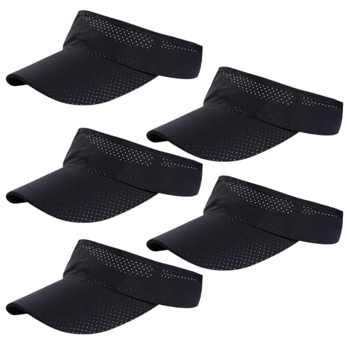 Image of 5 Pack Cooling Quick Dry Sun Visors, Unisex Empty Top Breathable Sun Protection Mesh Hats for Outdoor Activities