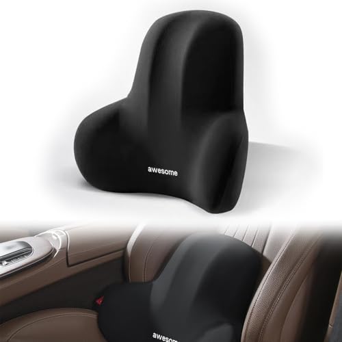AIXIMA Lendenkissen Auto, Ergonomisches Lendenwirbelkissen Auto, Lordosenstütze Auto aus Memory Foam, für Autositze, BüRostuhl Komfortabel Atmungsaktiv, Abnehmbarer Abdeckung (Lendenkissen schwarz)