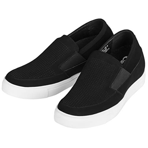 Image of CALTO Men's Invisible Height Increasing Elevator Shoes - Black Leather Slip-on Lightweight Casual Loafers - 3 Inches Taller - G63890 - Size 8.5 D(M) US