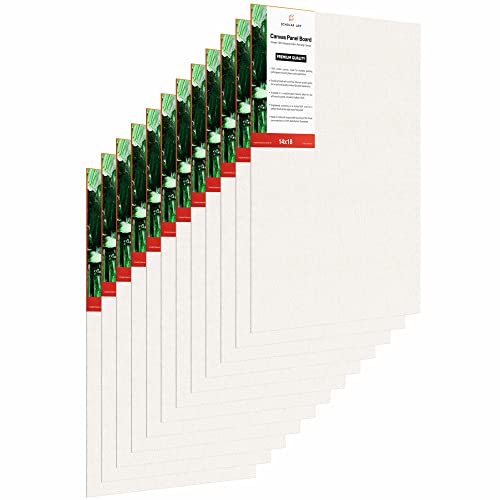 Image of Scholar Art Hobby Series 04 Oz (230 GSM) 100% Cotton Canvas Panel Board for Painting (White Blank Canvas Boards for Acrylic Paint, Oil Paint, Wet & Dry Media) | 14 inchx18 inch (35x45 cm), Pack of 12