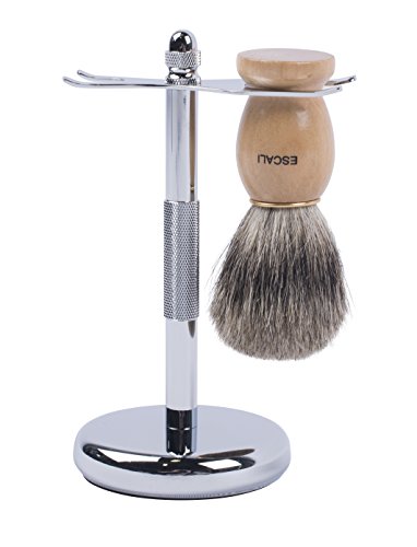 Escali 100% Pure Badger Shaving Brush and Anti-Slip Razor Brush stand– Solid Construction You Can Rely On