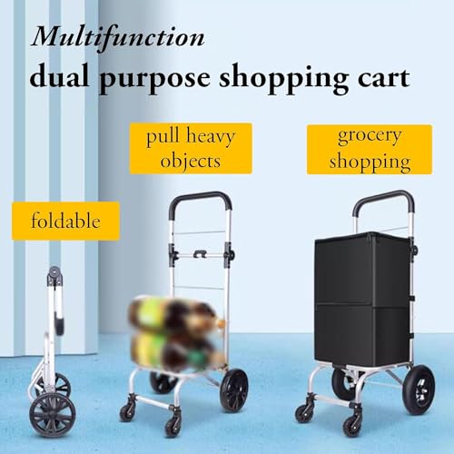 HARIPYER Einkaufstrolley, Einkaufswagen mit Rädern, faltbar, Aluminiumlegierung, mit 180 ° drehbarem Griff, Einkaufs-Handkarre – Bild 7
