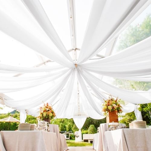 Amazon.com: Wish Care White Ceiling Drapes with Lights String for ...