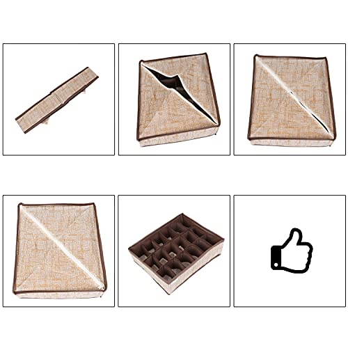 Image of HOKIPO Non - Woven Fabric Undergarment Organizer Storage Box For Drawers Bra Panty Socks Tie Lingerie Organizer For Wardrobe (In-333), Drawer Organizers