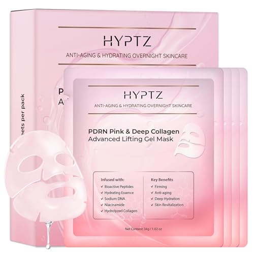 realori Salmon DNA PDRN Collagen Face Mask – Korean Face Mask for Glass Skin – Collagen Face Masks Skincare Overnight Hydrogel – Firming, Hydrating Face Masks, Pink Collagen Mask 4-Pack