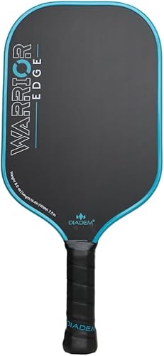 Diadem Warrior Edge - Paleta de pickleball, cara grabada de fibra de carbono para Max Spin, borde Aero Guard, núcleo de 0.63 pulgadas, peso medio, 8