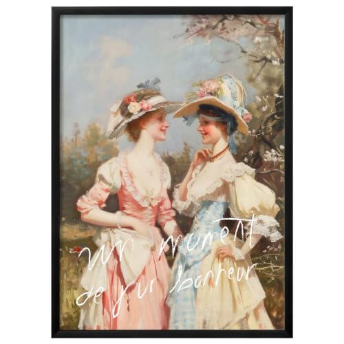 Image of Wallbuddy Vintage Romantic Ladies Wall Art Print (40 x 50 cm, Black Framed)