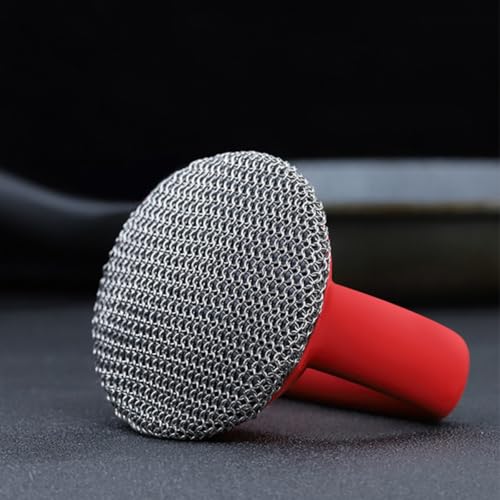 Brosse à vaisselle longue manche acier inoxydable 316 grattoir rouge - 7