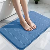 Yimobra Original Memory Foam Bath Mat Large Size 31.5 by 19.8 Inch,Maximum Absorbent,Soft,Comfortable,Non-Slip,Thick,Machine Wash,Easier to Dry for Bathroom Floor Rug,Blue