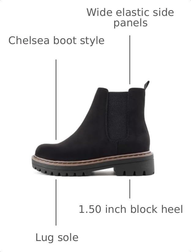 Image of Soda Pilot ~ Women Lug Sole Low Heel Chelsea Fashion Ankle Bootie w /Double Elastic Gore