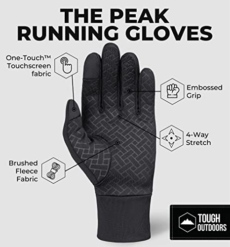 Tough Outdoors Touch Screen Running Sports Gloves - Lightweight Thermal Glove Liners Designed for Cycling, Driving & Texting - 90% Nylon 10% Spandex Reinforced Blend - Fits Men & Women