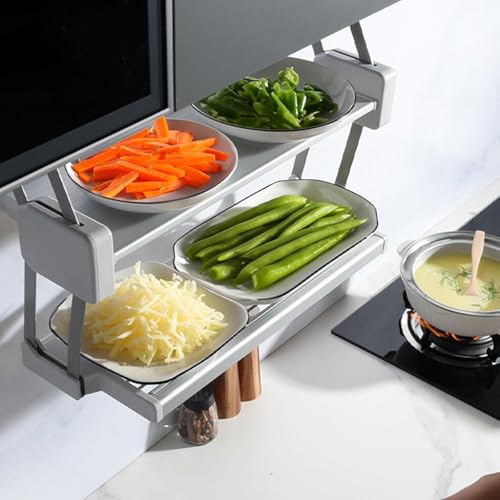 Küchen-Organizer, faltbar, ausziehbar, Gewürzregal, Unterschrank, Organizer für Schrank/Schrank/Geschirrschrank, innovatives Drainageschicht-Design