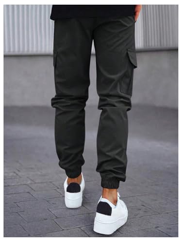 OYOANGLE Men's Cargo Jogger Pants Drawstring Waist Pants Casual Joggers with Pocket2