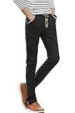 Harrms Mens Slim-Tapered Flat-Front drawstring linen Casual Pants, Black, 32W/31L(Tag 32)