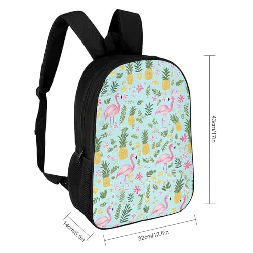 Tropical Flamingo and Pineapple 17 Inch Backpack Classic Travel Daypack with Adjustable Shoulder Straps for Men Women2