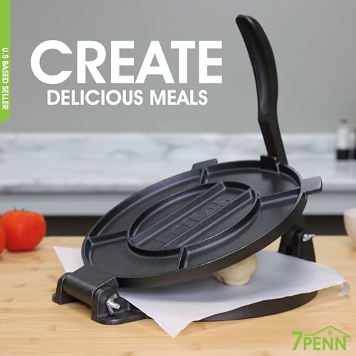 7Penn Cast Iron Tortilla Press 10in - Corn Tortilla Press Roti Maker Flour Tortillas Presser with 100 Cooking Sheets - Thumbnail 4