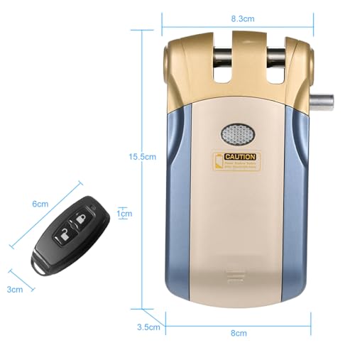 Serrure à télécommande sans clé haut de gamme Cocoarm, protection robuste bleu et or - 3