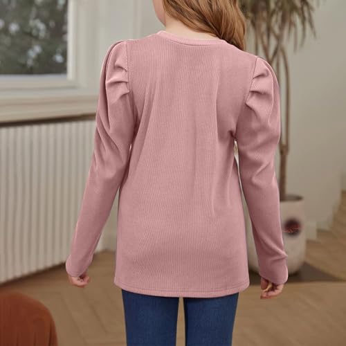 Long Sleeve Shirts for Girls Fashion Casual Crewneck Tunic Tops Loose Fit Cute Blouse Fall Outfits Teen Girl Clothes4