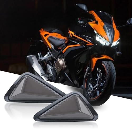 Clignotants moto encastrés triangle 12V fumés avec feu de position DRL - 2 pièces