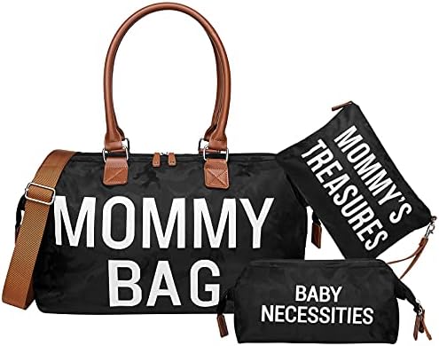 printe Diaper Bag Tote, Mommy Bag for Hospital, Large Capacity Waterproof Baby Bag for Mom Travel, Hospital Bag for Labor and Delivery with Pouches and Straps, Black Camo