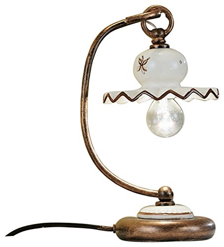 Preisvergleich Produktbild Roma Keramik Nachttischleuchte Kleine Tischleuchte braun / Handgefertigt in Italien / Tischlampe Landhaus Dimmbar / Lampe E14