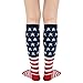 Zando 2 Pairs American Flag Knee High Socks for Women Usa Patriotic Stars Long Tube Athletic Soccer Socks for Casual Outdoor Sport Softball Volleyball Football American Stars & Star American Flag