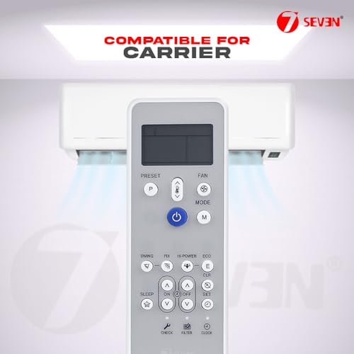 Image of 7SEVEN Compatible with Carrier AC Remote Control KTKL004 Model 212 Suitable for 1 | 1.5 | 2 Ton Split and Window Air Conditioner - Match Each Key by Key Exactly with existing AC Remotes Function