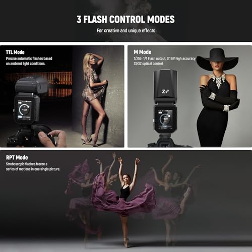 Image of NEEWER Z3-N 100Ws 2.4G TTL Round Head Flash Speedlite Compatible with Nikon Cameras, Compatible with Godox, 1 /8000s HSS Touch Screen 2 Modeling Lamps TTL /M Toggle 3000mAh 500 Full Power Flash Light